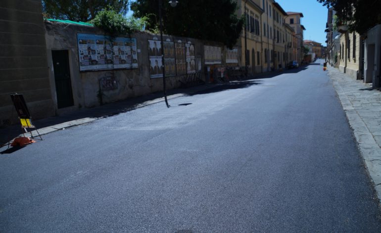 Pisa, finita la riasfaltatura di via Risorgimento