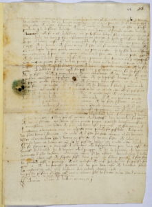 Lettera manoscritta di Federico da Montefeltro al medico Battiferro da Mercatello. Archivio di Stato di Firenze.