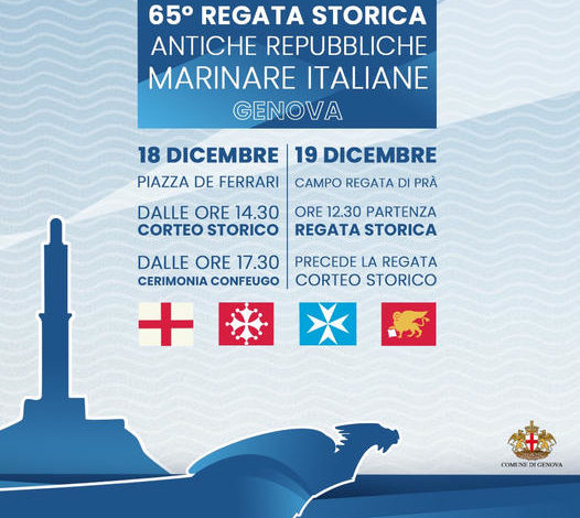 ﻿Regata delle Antiche Repubbliche Marinare 2021. Domenica 19 dicembre a Genova torna la sfida