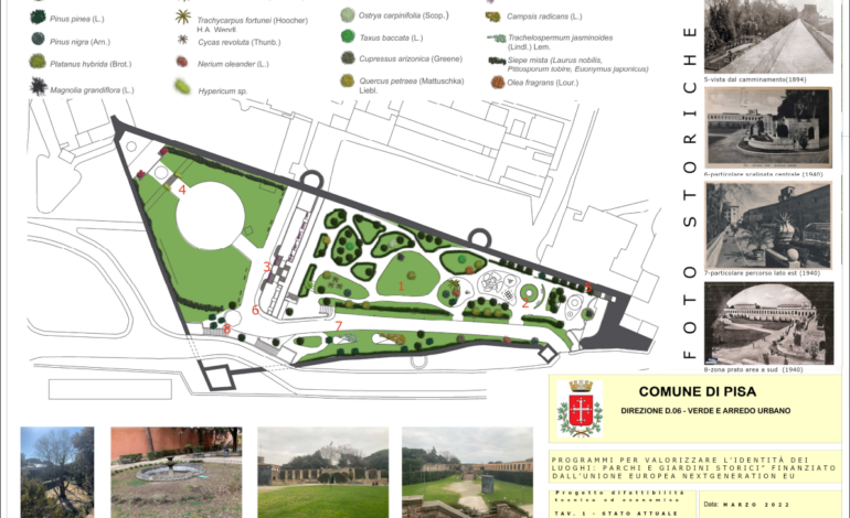 ﻿PNRR: il Comune di Pisa chiede 450mila euro per la riqualificazione del verde del Giardino Scotto