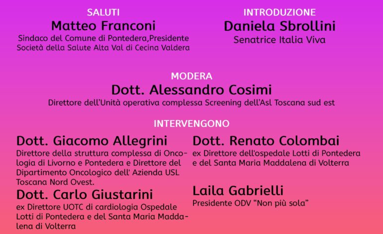 SANITÀ E PNRR: A CHE PUNTO SIAMO “LE SCELTE GIUSTE PER PONTEDERA E LA VALDERA”