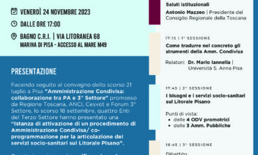 A Marina di Pisa convegno dal titolo "Amministrazione condivisa e servizi socio-sanitari sul Litorale Pisano"